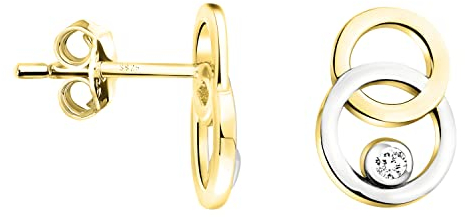 SOFIA MILANI - Damen Ohrringe 925 Silber - teils vergoldet/golden - Bicolor Kreis Ohrstecker - E1707