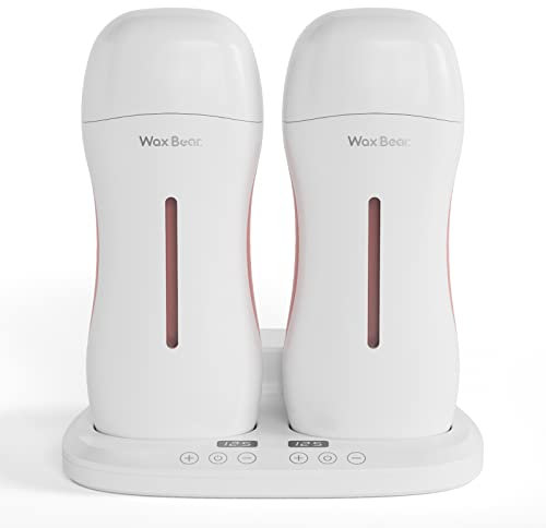 Wax Bear Roll On Wax Warmer, Double Roller Wax Heater for Soft Wax Cartridge with Magnetic Heater Base for Hair Removal,Perfect for Waxing at home or Waxing Salons. (White)