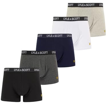 Lyle & Scott Mens 5 pack Miller Trunks Black/Navy/Grey S
