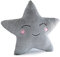 Aodafei Kuschelkissen Sternform, Kawaii Stern Kissen Deko Kissen Weiche Flauschig Dekokissen für Schlafzimmer Wohnzimmer Couch,Grau,50 cm