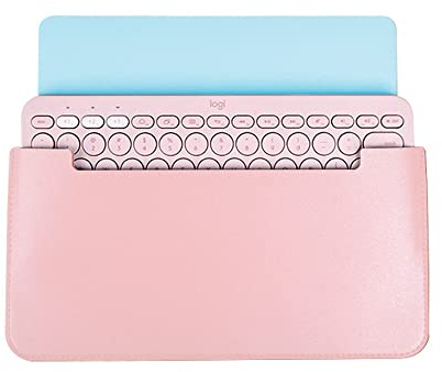 Hosoncovy PU Leder Tragbare Tastatur Aufbewahrungstasche Reisetasche Staubdichte Schutzhülle für Logitech K380 Multi-Gerät Bluetooth Tastatur (Rosa)