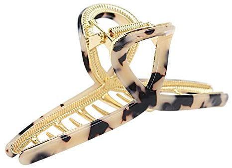Große Haarklammern, Schmetterlings-Haarspangen für Damen, 11,9 cm, Acetat-Metall, Haarklammer für Mädchen, Haarschmuck für langes, dickes Haar (heller Leopard)
