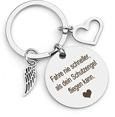 Schlüsselanhänger Auto Mit Gravur Fahr Vorsichtig Schutzengel Engelsflügel Drive Safe Geschenke Für Männer Frauen Freund Freundin Führerschein Bestanden Geschenk
