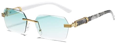 Bysonglezai Sonnenbrille Damen Herren Sunglasses Randlose Rechteckige Sonnenbrille Damen Herren Gradient Uv400 Sonnenbrille Vintage Randlose Markendesigner-Sonnenbrille 6