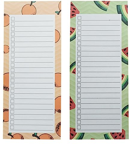 Lizbin 2 Pack Magnetic Notepads for Refrigerator, Grocery List Magnet Pad for Fridge, Fruit Design Grocery List Notepad, Strong Magnetic Back To Do List Notepad Shopping List, 50 Sheets Per Note Pads