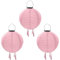 Solar Lampions Außen Wetterfest，Himmel 3 Stücke Solar LED Laterne Wasserdicht Nylon Hängende Gartenlaterne 30cm solarlampions für außen Garten, Hochzeit, Halloween Fest Deko(rosa)[Energieklasse A++]