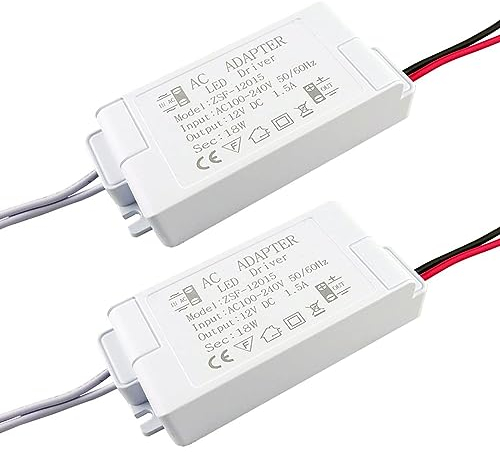 LED 2er-Pack Trafo 40V zu DC 12V 18W Transformator Konstante Spannung Schaltnetzteil G4, MR11, MR16, GU5.3 Adapter Treiber Mini Netzteil