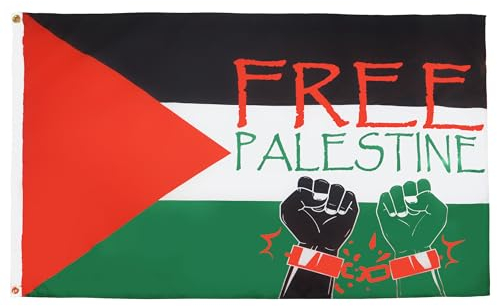 AZ FLAG - Drapeau Free Palestine avec menottes - 150x90 cm - Drapeau Palestiniens 100% Polyester Avec Oeillets Métalliques Intégrés - Pavillon 110g