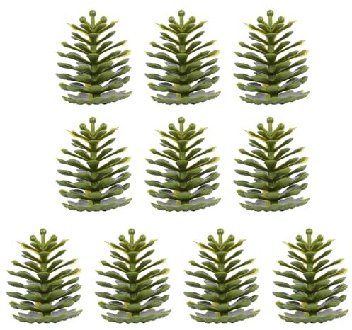 Smbcgdm Tannenzapfen Basteln Künstliche Ornamente 10 Stück Kegel Hochzeit Weihnachten Party DIY Kränze Zubehör Simulation Nüsse Familie Garten Grün 10 Stück