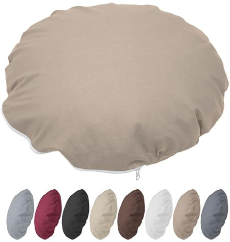 Nurtextil24 Kissenbezug Rund 90cm Ø Durchmesser Graubraun Reißverschluss Bodenkissen Sitzkissen Rundkissen Stuhlkissen 100% Baumwolle Bettkissen Sofakissen Kopfkissen Hülle Überzug