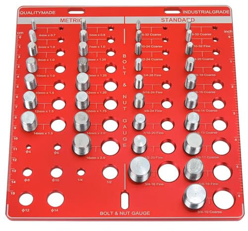 banapoy Nut and Bolt Thread Checker, 34 Thread Checker Standard and Metric Sets, Bolt and Nut Identifier Gauge Bolt Size and Thread Gauge Bolt Identifier Board Aluminum Alloy, banapoyb1ezxgy3wt