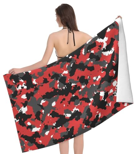 LAMAME Strandtuch für Erwachsene, Camouflage, leicht, tragbar, Mikrofaser, Badetuch