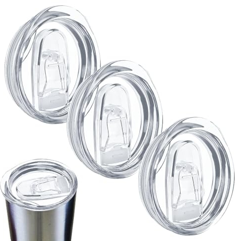 FTISSLY 3 Stück Travel Tumbler Deckel Ersatz 20oz Ersatzdeckel Cup deckel ersatz durchsichtig 590 ml Auslaufsicherer Deckel für Tumbler Kunststoff Glasdeckel Schiebedeckel für Mundglas Kühlbecher
