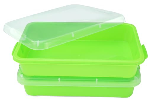 Lot de 2 Plateaux de Jeu Sensoriels Portables de 15 Pouces avec Couvercle pour Enfants - Bac à Sable avec Espace pour Eau,Sable,Perles(Vert,Bleu)