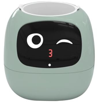 MagiDeal Pot de Fleurs Intelligent, Robot de jardinière, capteurs intelligents, Adorable avec émojis, jardinière AI pour Salon, Configuration de Bureau, Cadeau, Vert