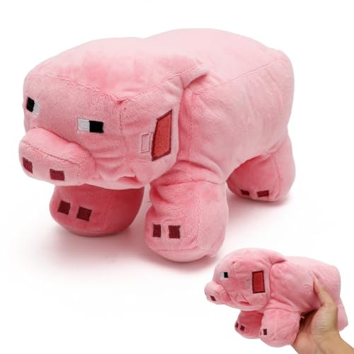 YANAYANA Mine-Craft Creeper Plüsch, Rosa Plüsch Kuscheltier Anime Puppe, Plüschtiere 28 cm Charaktere Pig, Home Dekor Cartoon Schwein Plüsch Spielzeug Gefüllte für Fans Kinder und Spielbegeisterte