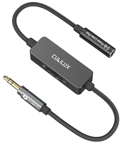 Cubilux 3,5 mm Line Out auf Mikrofon In Dämpfer Kabel, 1/8 Zoll Line Level auf Mic Level Attenuator für DSLR Kamera und Recorder, 1 Fuß