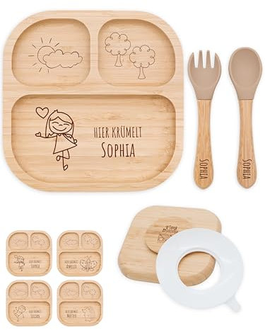 Bärenfreunde® - Personalisierter Teller Mit Saugnapf - Praktisches Beikost Zubehör Mit Namen - Baby Teller Rutschfest - Personalisierte Geschenke (Mädchen)