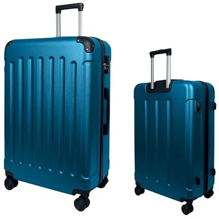 MY TRAVEL BAG Hartschalen-Koffer Reisekoffer ABS Koffer (Handgepäck-Mittel-Groß-Set) 4 Doppel-Rollen Trolley (Meeresblau, Mittlerer Koffer (65cm))