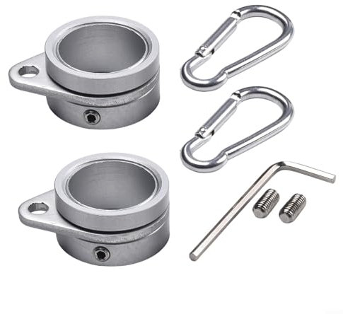 Set mit zwei Fahnenmastringen aus rostfreiem Material, zur Verwendung an Stangen mit Standarddurchmesser