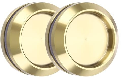 sourcing map 2PCS Round Shower Glass Sliding Door Handles, 304 Stainless Steel Back-to-Back Bathroom Door Handles with Screw, Paste Fixing Shower Pulls Door Pocket Sliding Knobs, Gold