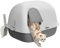 PawHut Katzentoilette mit Deckel, Katzenklo mit Sieb, Tür, Schaufel, geschlossen Katze Toilettenhaus für kleine Katze unter 3,5 kg, Indoor, Kunststoff, Hellgrau