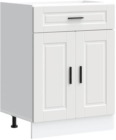 vidaXL Porto Kitchen Base Cabinet - White Engineered Wood - Ample Storage & Adjustable
