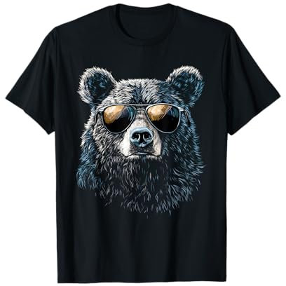 Cooles Bären Portrait Mit Sonnenbrille Illustration Bär T-Shirt