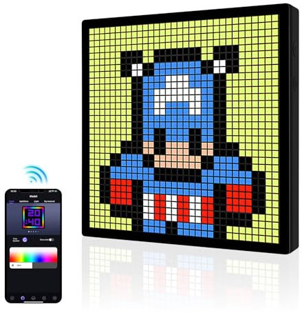 YedZen LED Pixel Art Digital Photo Frame, 32x32 RGB Programmable Led Display Panel, Smart Portable Bluetooth Connect&App Control LED Pixel Sign for Smart Alarm Clock, Speaker, Gaming Room Decorative