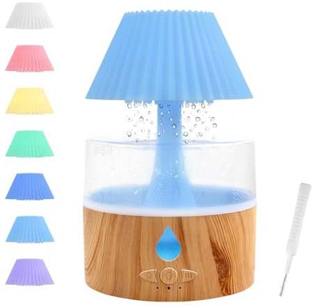 Foyucool Rain Cloud Humidifier, 3 in 1 Humidifier/Oil Diffusers/7 Colors Night Light, Humidifier for Bedroom, Simulate Falling Raindrops, for Sleeping, Relaxing, Umbrella