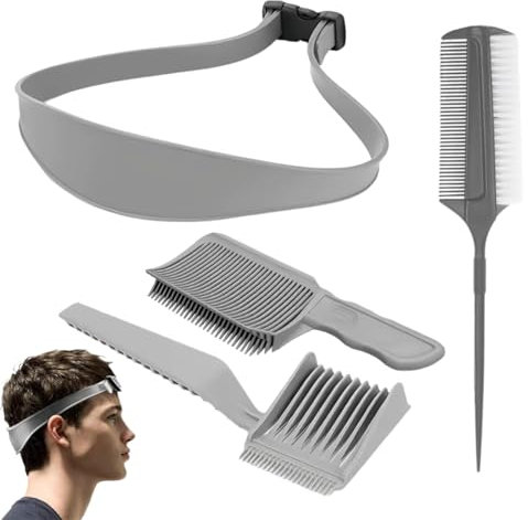 Degrader Cheveux Homme, 4 Pcs Guide de Coupe de Cheveux Réglable,Peigne de Barbier pour Homme,Bande de Coupe de Cheveux en Silicone, pour Adultes et Enfants DIY Maison Cheveux coupe fourche