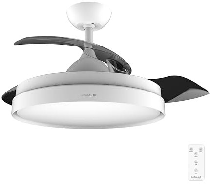 Cecotec Ventilatore da Soffitto con Luce Energysilence Aero 4300 Invisible White. 35W. 6 Velocità. Pale Retrattili. Telecomando. Timer. Luce LED Integrata. Intensità Luminosa Regolabile