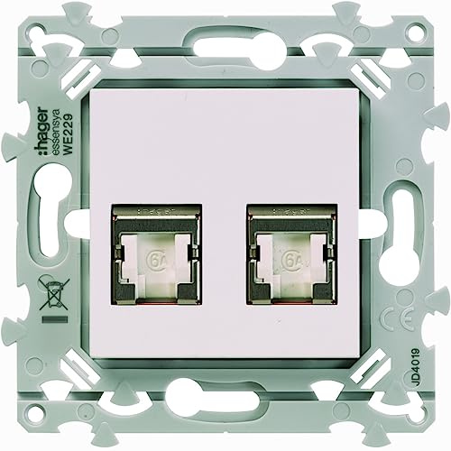 prise rj45 - catégorie 6 - stp - double - grade 2 tv - pure - hager essensya we227