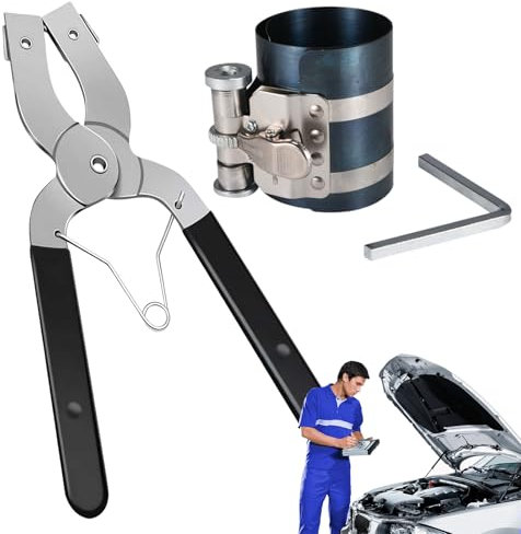 Piston Ring Installer – Adjustable Heavy-Duty Piston Ring Expander Tool | Professional Automotive Ring Compressor Kit for Small Engines | Easy-to-Use Steel Piston Ring Installer Pliers | PIS