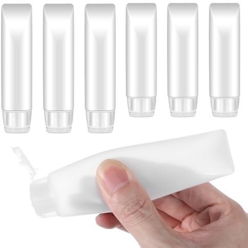 Classicseali 6pcs Squeezy Travel Bottles, Refillable Travel Bottles for Toiletries, 30ml & 50ml Clear Plastic Empty Squeeze Bottle, Leak Proof Travel Bottle for Toiletries, Makeup,Shampoo