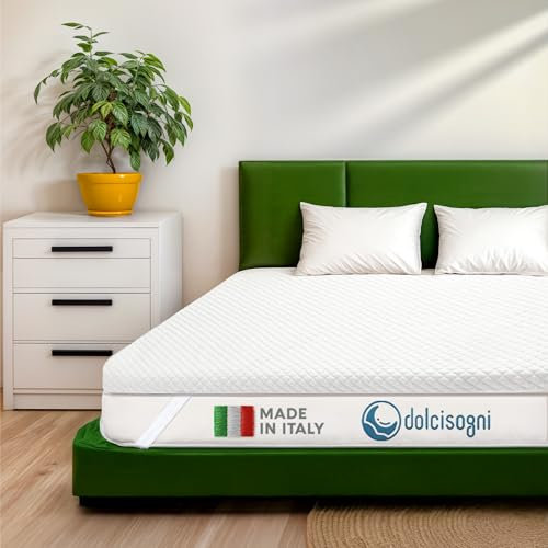 DOLCI SOGNI - Sobrecolchón Topper Colchón 120x190 Memory Foam Rinfrescante, Mattress Topper Viscoelástico Certificato Oeko-Tex, Toper Colchón Estivo 5cm, Cubrecolchón Viscoelastico - Made in Italy