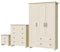 Nera 3 Piece Bedroom Furniture Set 3 Door Wardrobe with Drawer Set Chest of Drawers and Bedside Cabinet Bedroom Storage (Cream on Oak)