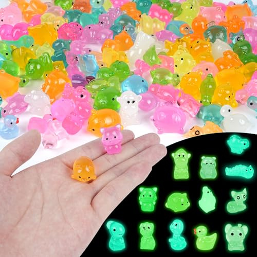 Ainiv 120pcs Mini Animaux Lumineux en Résine, Plusieurs Styles | Petites Figurines d'Animaux Lumineux, pour Jardin, Micro-Paysage, Bonsaï, Aquarium, Décoration de Maison de Poupée