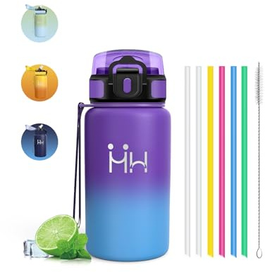 Mujigaga Thermal Water Bottle – 500 ml Thermal Bottle – Water Bottle with Straw – Without Leaks – Stainless Steel Water Bottle – Vacuum Insulated, Thermal Bottles for Camping, Sports, Gym, Schools