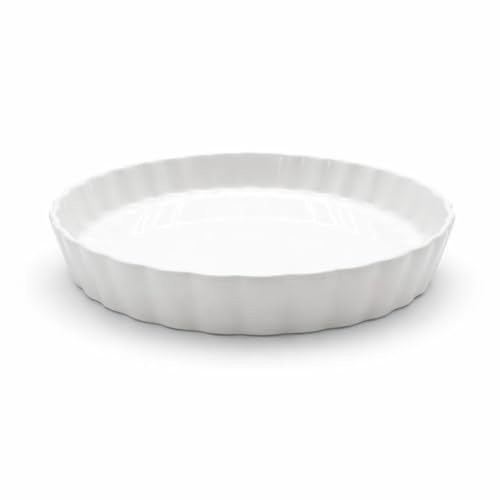 LEONARDO LUXURY HOME DESIGN Teglia Crostata Ø 27 cm h 4,5 cm Porcellana Bianca Stampo Forno Antiaderente Ideale Dolci Torte Resiste Alte Temperature Lavastoviglie