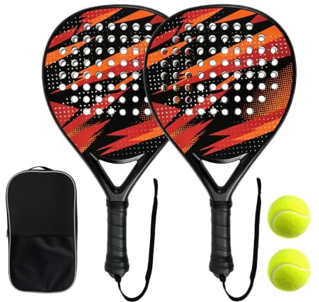 Pack Padel Débutant Fibre de Carbone 2 Raquettes 2 Balles + Sac Transport
