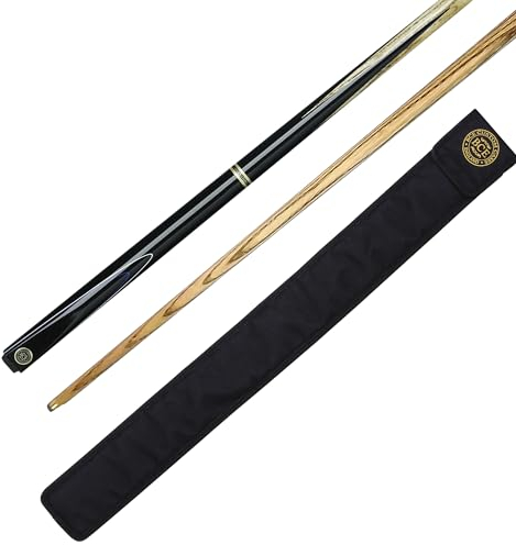 BCE Unisex-Adult 2 Piece Ash Cue-145cm with 9.5mm Tip Snooker English Pool Cue, Black Butt/Natural Wood Shaft, 57 (145cm)