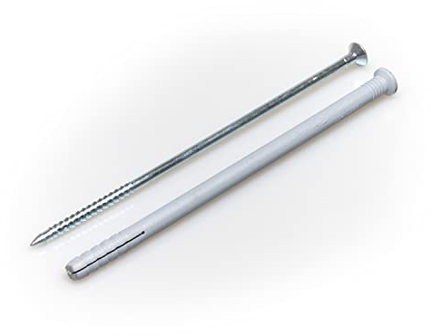 NAKA Nageldübel-Set KSM 10 x 100 mm | Schlagdübel Kreuzschlitz | Schlagdübel mit Senkkopf | Spreizdübel | Sprossedübel Verzinkt | Zylinderkopfdübel aus Nylon | Universaldübel im Dübel-Set 50 STK.