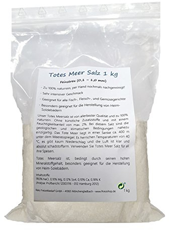 Totes Meersalz Feinstreu 0,2 - 1,0 mm, 1 kg aus Jordanien (Speisesalz/Badesalz)