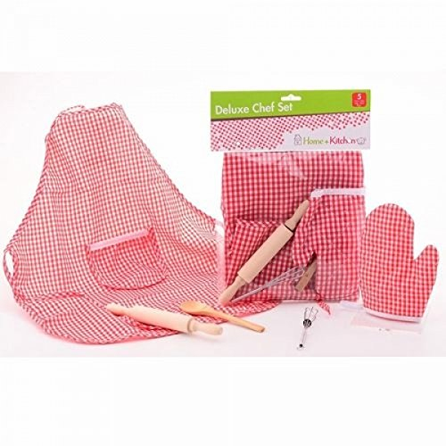 Holzspielzeug Peitz Kinder-Kochschürze - Kochhandschuh - Kochutensilienset - Spiel-Küchen-Zubehör