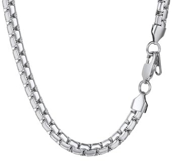 Collana catena da uomo ragazzo scatola 75 cm colore argento acciaio inossidabile larghezza 6 mm grande robusta grossa hip hop punk