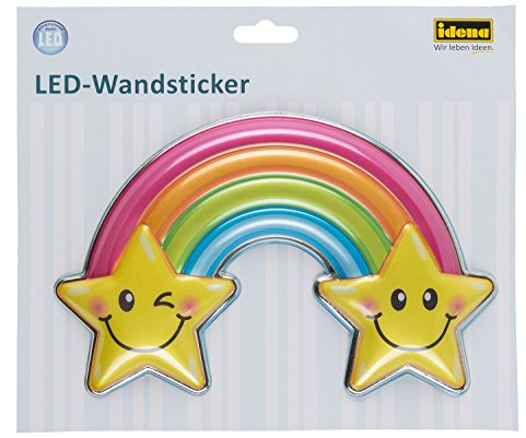 Idena 31256 - LED Wandsticker Lampe Regenbogen, mit Lichtsensor, ca. 22 x 13 cm, ideal als Nachtlicht für das Kinderzimmer