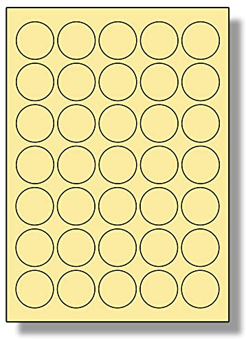 Label Planet® 35 Per Sheet, 5 Sheets (175 Round Cream Labels). Round Coloured Paper Labels, 37mm Diameter, LP35/37R C.