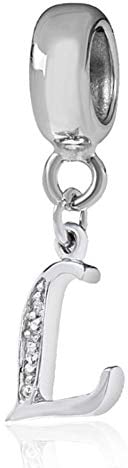 Letter Charm 925 Sterling Silver Beads Alphabet Charms L Charm Anniversary Charm Words Charm fits Pandora Charms Bracelet (L)
