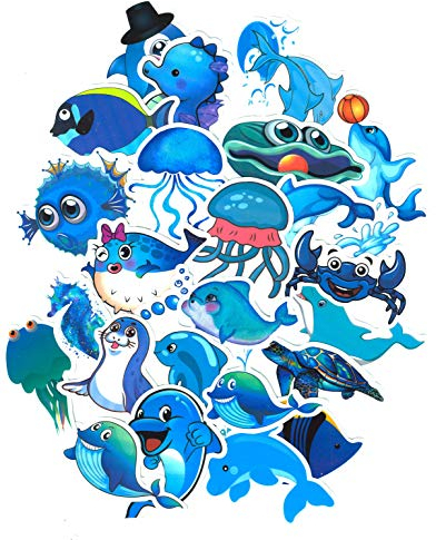 SetProducts Top Aufkleber ! Set von 49 Kleine Delfine und andere Fische Aufkleber - Premium Qualität - Vinyls Stickers Nicht Vulgär – Aquarium, Ozean - Anpassung Laptop, Gepäck, Moto, Fahrrad, Skate